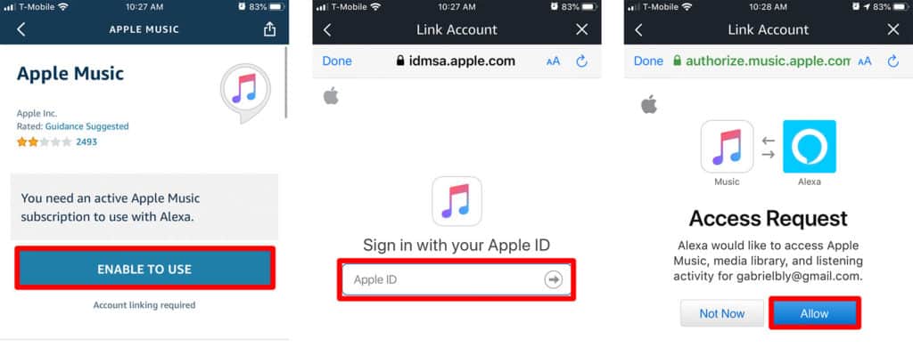 Cómo reproducir la música de Apple en Alexa permitir acceso