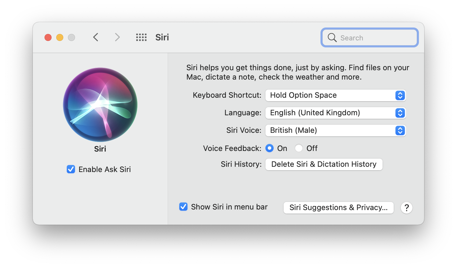 Habilitar a Siri en Mac