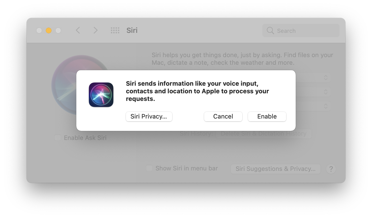 Desactivar Siri con las preferencias del sistema